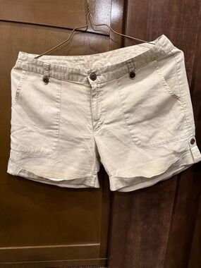 Patagonia Hemp Organic Cotton Shorts Womens 10 Beige Roll Cuff Casual Outdoor
